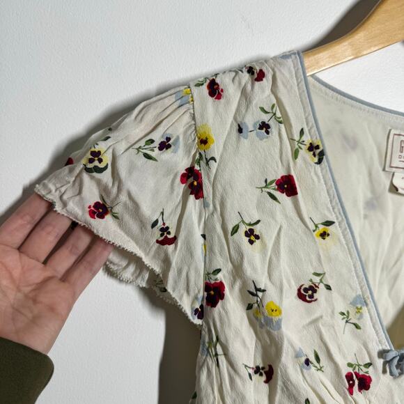 Gap x DOEN Midi Dress Women 4 Cream Floral Feminine Tradwife Cottagecore Peasant - Picture 11 of 13